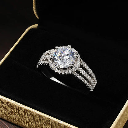 3CT D Color VVS1 Moissanite Engagement Ring for Women GRA Certified 925 Sterling Silver Plated 18k White Gold Jewellery