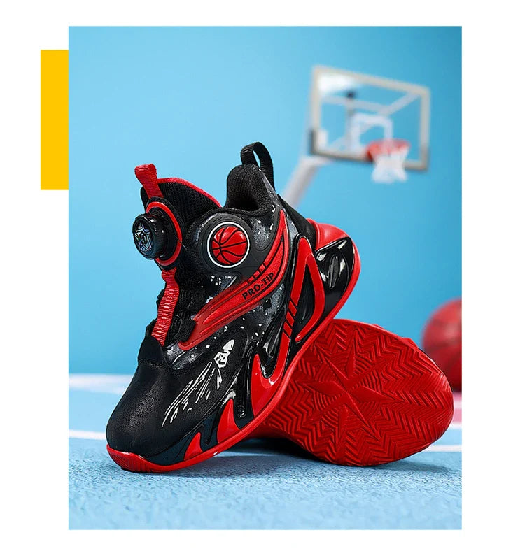 A pair of children's four-season leather high-top basketball shoes, wear-resistant basketball shoes, sizes 31-40，YZ-L833