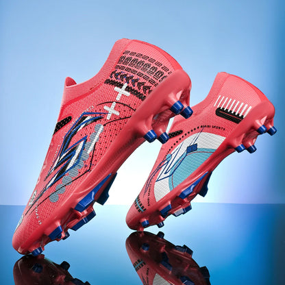AG/FG Soccer Cleats Kids Youth Training Shoes PU Fabric Upper TPU Sole Non-Slip Wear-Resistant Firm Ground