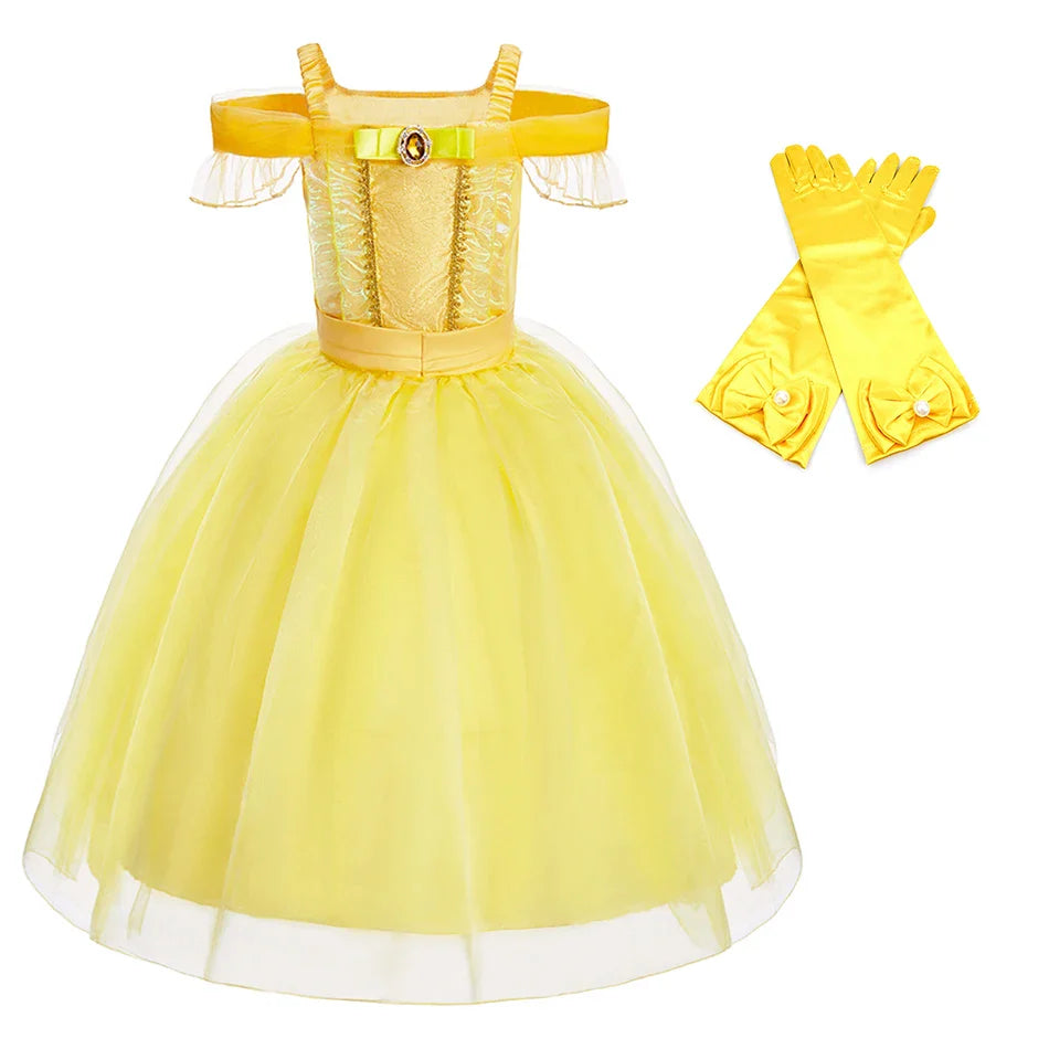 Girls Beauty and Beast Bell Costume Kids Summer Carnival 3 4 5 6 7 8 9 10 Years Dress Kids Princess Performance Cosplay Dresses