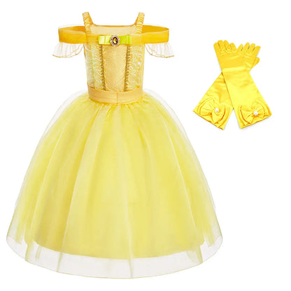 Girls Beauty and Beast Bell Costume Kids Summer Carnival 3 4 5 6 7 8 9 10 Years Dress Kids Princess Performance Cosplay Dresses