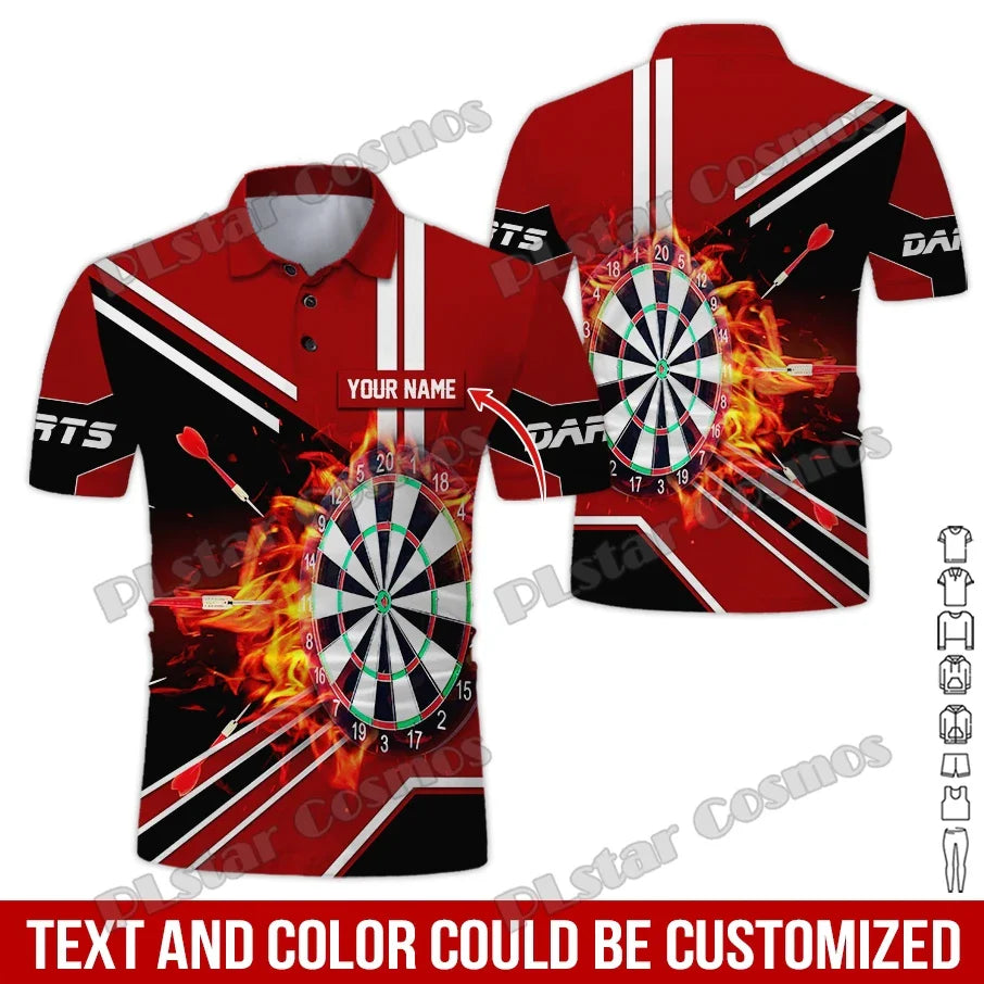 PLstar Cosmos Darts Team Custom Name 3D All Over Printed Premium Men's Polo Shirt Summer Street Casual Short sleeve shirt WK62