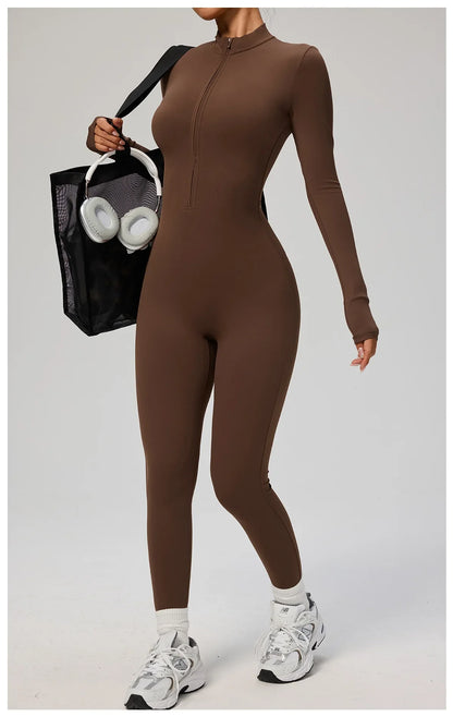 Zipper Jumpsuit Women Quick Dry Clothing Sportswear Woman Gym Yoga Sport Sets Spandex Nylon Workout Sets Women Tracksuit