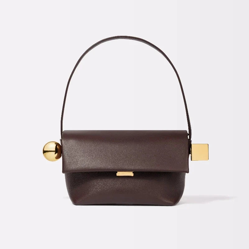 Women's Shoulder Bag with Flap, Solid Color Fashion Top Handle bag with Metal, Women's Luxury Design Handbag for Everyday Style