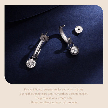 Minimalist Moissanite Hoop Earrings for Women, Half-circle  925 Sterling Silver D Color Round Cut Lab Diamond Earrings