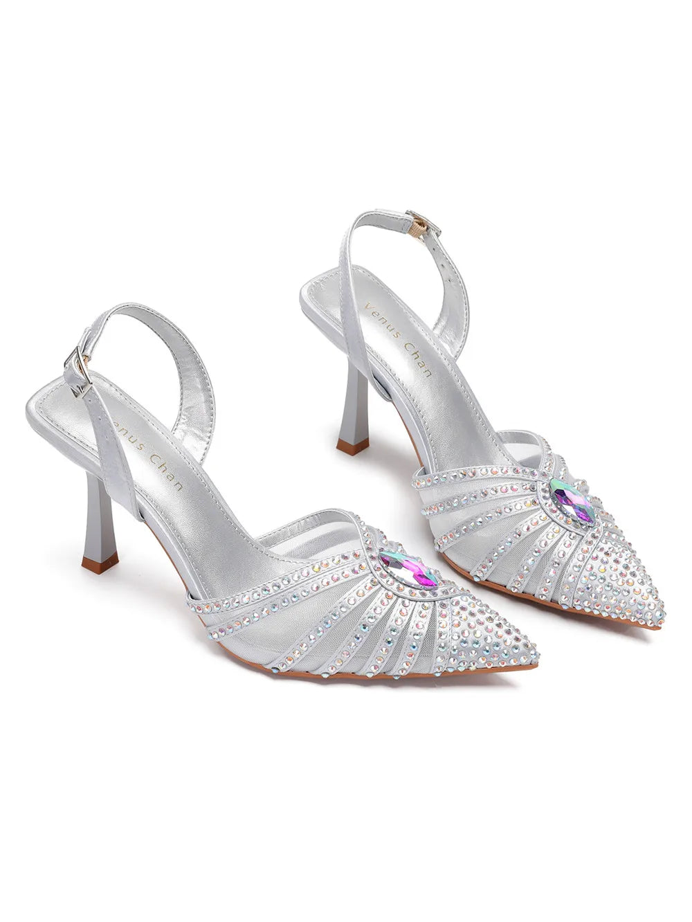 Elegant Fruit Green Women's Heels and Rhinestone Handbag Set - Italian Design for Weddings and Parties