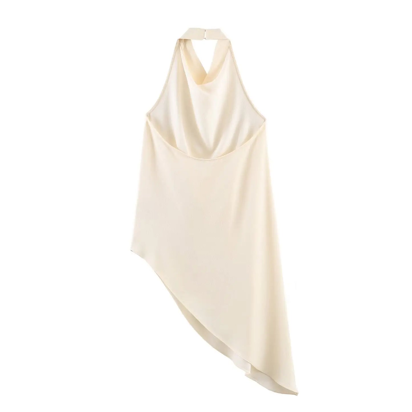 Chic Sexy Women Backless Asymmetric Neck-mounted White Tops Modern Fashion 2026 Spring Valentine's Day Night Party Vest