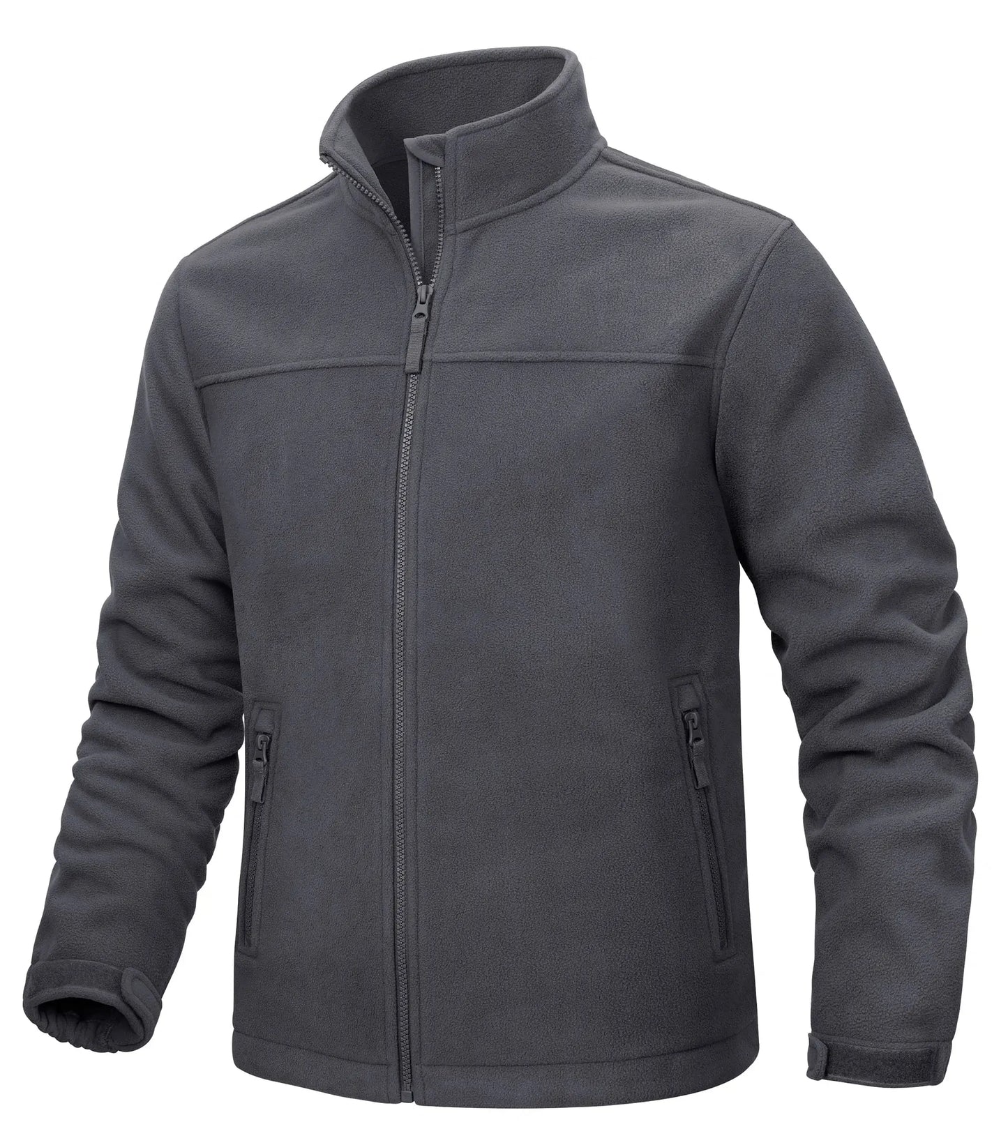 Winter Fleece Jackets Mens Full Zip Stand Up Work Jacket Coats Zipper Pockets Hiking Jacket Outdoor Windbreaker