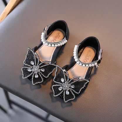 Girls Sandals Summer Fashion Sequins Rhinestone Bow Girl Princess Shoes for Baby Girl Shoe Flat Heel Sandals Size 21-35