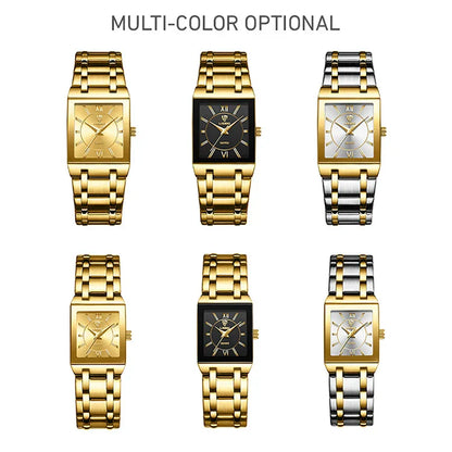 Luxury Quartz Wristwatches For Women Men Business Watch Simple Design Black Gold Stainless Steel Waterproof Quartz Clock