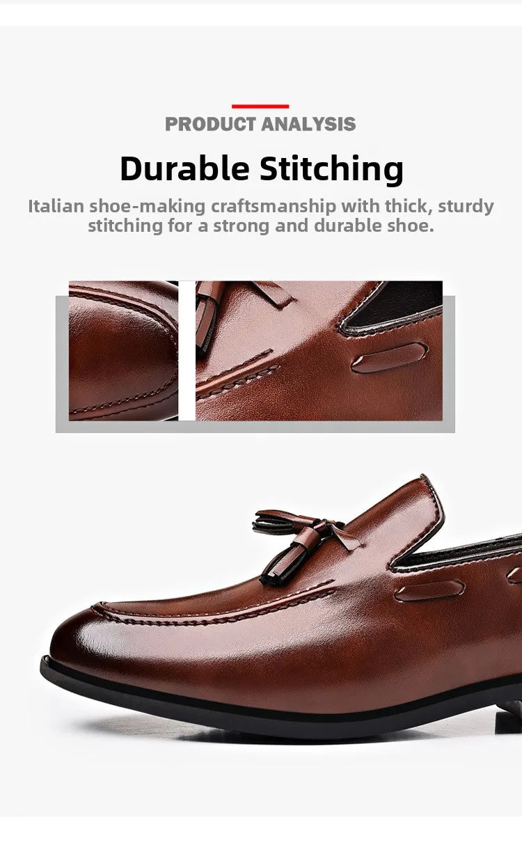 Summer New Large Size Men's Leather Shoes Business Formal Casual Wedding Knot Shoes round Toe Flat Heel Rubber Outsole
