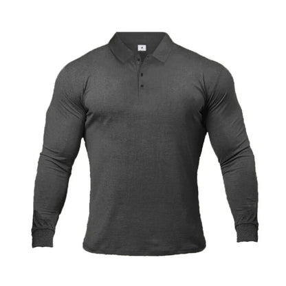 New Fashion Autumn Sports Polo Shirt Mens Stretch Cotton Gym Clothing Spring Casual Long Sleeve Polos Male Breathable T Shirt