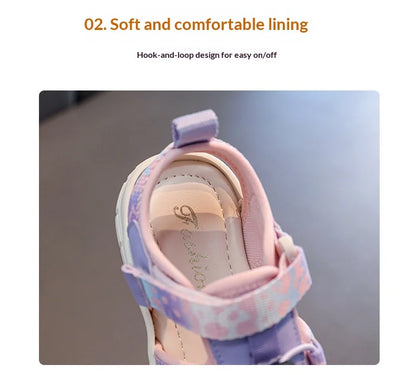2026 New Kids Sport Sandals Children's Design Hollow-out Multicolor Sandals Soft Flat Strappy Sandals Girls Cute Beach Shoes