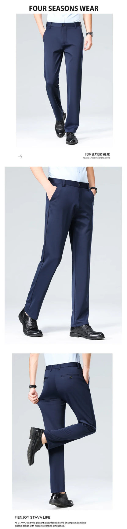 29-42 Men's Summer Pants Thin Straight Stretch Casual Pants with No Trace No Ironing Fabric Silky and Cool Feeling