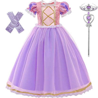 Rapunzel Halloween Costume for Girls Carnival Cosplay Kids Clothes Party Birthday Princess Dress Lace Wedding Christmas Costumes