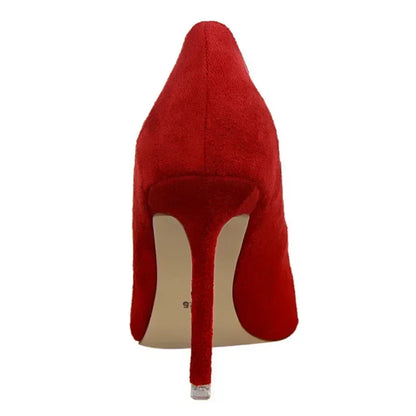 Women 9cm High Heels Daily Party Colorful Suede Pumps Female Scarpins Stiletto Evening Banquet Red Yellow Shoes Plus Size 34-43