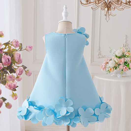 Summer 3D Flower Princess Girls Party Dress 4-8 Yrs Elegant Wedding Bridesmaids Prom Dresses Girl Birthday Evening Kids Clothing