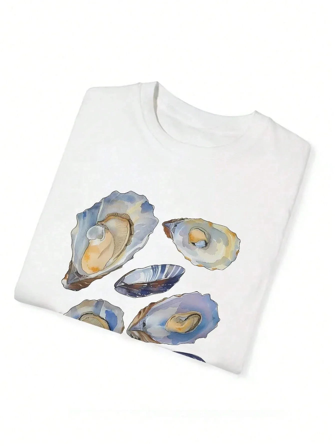 Beautiful Shell Pattern Print T-shirt American Ins Casual Regular Women Street Clothing Comfortable Y2k Loose T-shirt Tops