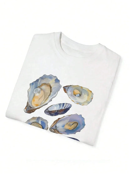Beautiful Shell Pattern Print T-shirt American Ins Casual Regular Women Street Clothing Comfortable Y2k Loose T-shirt Tops