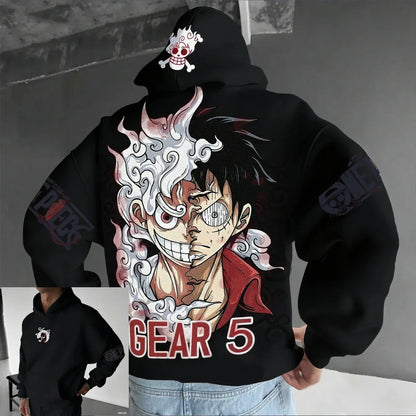 ONE PIECE Anime Luffy Joint Men's Hoodie Spring and Autumn New Large Daily Loose Japan Harajuku Parent-Child Pullover Top