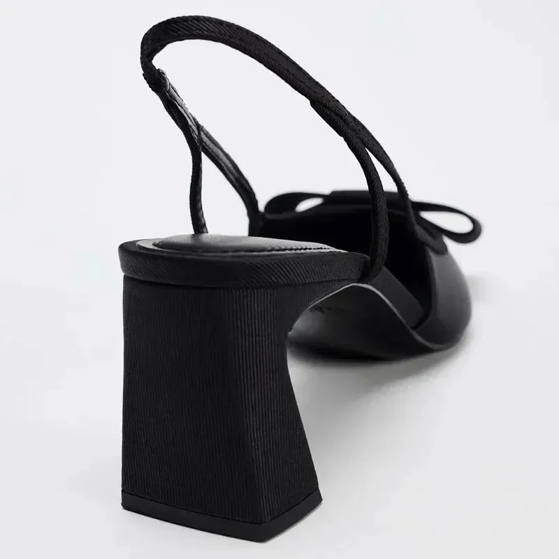 Sexy Burgundy Patent Leather Pointed Toe Pumps Women Fashion Bow Slingback Brand Designer Shoes Elegant Cozy Banquet Dress Shoes