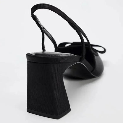 Sexy Burgundy Patent Leather Pointed Toe Pumps Women Fashion Bow Slingback Brand Designer Shoes Elegant Cozy Banquet Dress Shoes