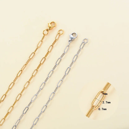 Polished Paper Clip Chain 2.5/2.7/4mm Stainless Steel Necklace Trendy Layering Choker Waterproof Jewelry Men And Women