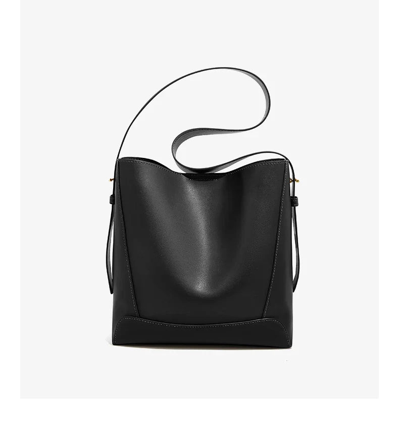 Lady Women Hobo Bucket Bag Split Leather Fashion Shoulder Bags Large Capacity Handbag Wide Adjustable Strap Female Bags