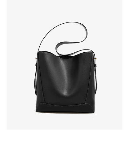 Lady Women Hobo Bucket Bag Split Leather Fashion Shoulder Bags Large Capacity Handbag Wide Adjustable Strap Female Bags