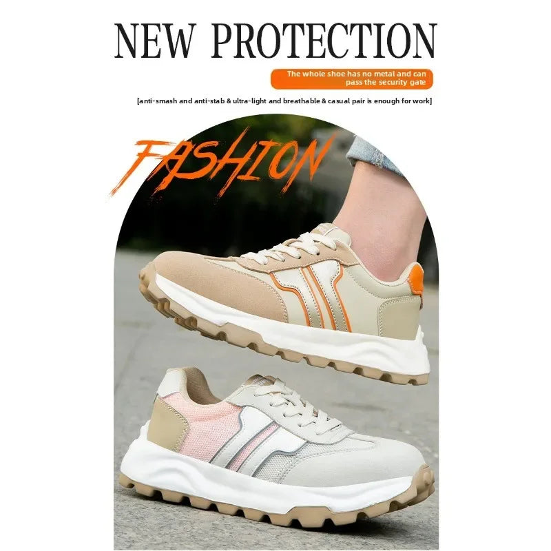New Women's Safety Shoes with Anti Smashing and Anti Piercing Lightweight Soft Sole and Steel Toe Caps for Work Shoes
