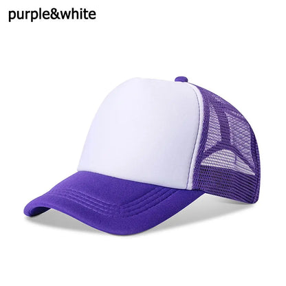 Fashion Unisex Plain Baseball Cap Adjustable Trucker Baseball Cap Snapback Mesh Curved Mens Womens Sun Summer Hat