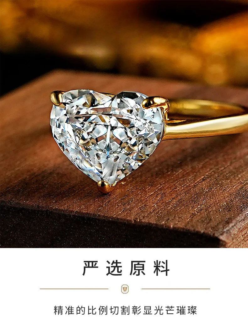European and American Light Luxury Love 925 Silver Ring Set with High Carbon Diamond, Redion Ice Flower Cutting, Elegant Female