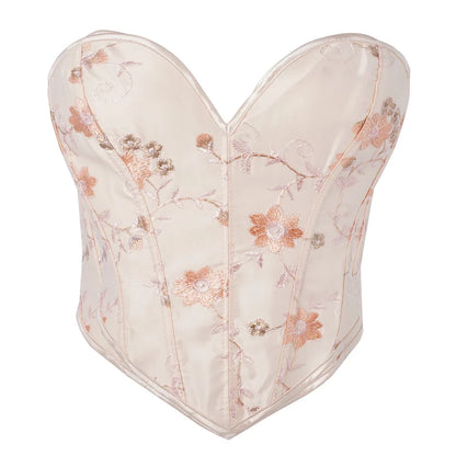 Women Fashion Corset Crop Top Lace Up Brocade Overbust Bustiers Body Shaper Lingerie Sexy Woman Push Up Corselet