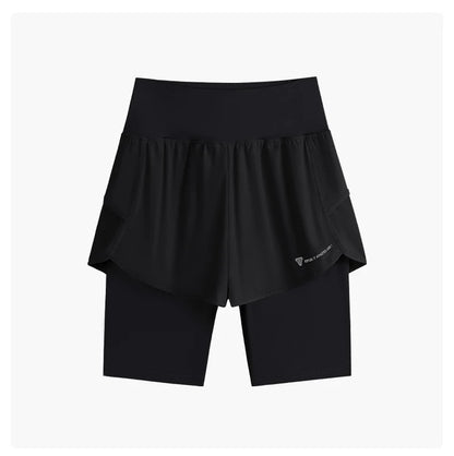 Yoga Shorts Women Summer Fake Two Piece High Waist Loose Gym Shorts With Pocket Ladies Lightweight Fitness Running Clothes