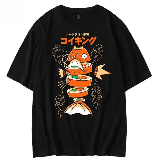 King Carp Magikarp Sushi Sashimi Short Sleeve T-Shirt Loose Men's and Women's Summer Trend Top Clothing