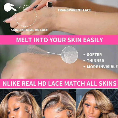 13x6 Highlight Wig Human Hair Body Wave Full HD Lace Frontal Wigs For Women Brazilian Human Hair Wig Honey Blonde Lace Front Wig