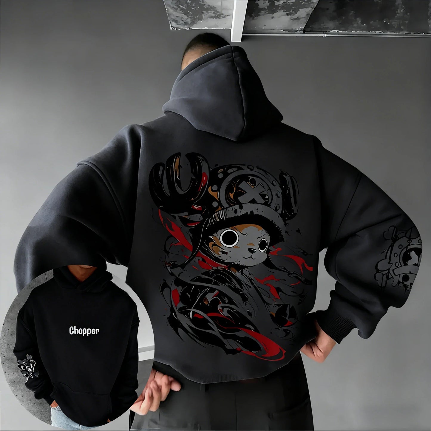 Men's Hoodies  New Tony Tony Chopper Anime Printed Loose Casual Street Hip Hop Parent Child Top