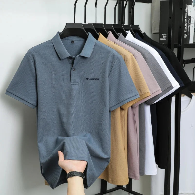 100% pure cotton new men's short sleeved summer comfortable breathable polo shirt, high-end brand designer embroidered T-shirt