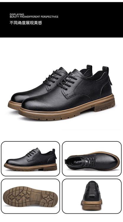 handmade men's shoes business casual leather shoes breathable soft sole comfortable classic lace-up men's shoes