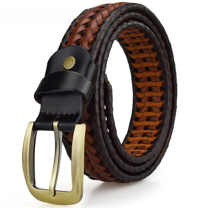 Luxury Men's Pin Buckle Braided Belt High Quality Braid Vintage Belt For Men's Casual Jeans Belt