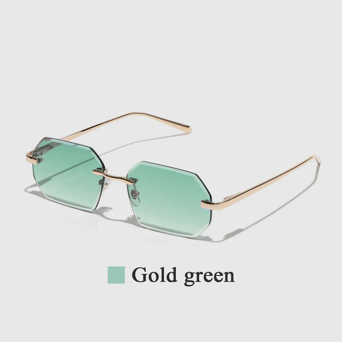 Sunglasses Men Brand Designer Fashion Rimless Sun Glasses Shades Diamond Cut Lens Ladies Frameless Metal Eye glasses