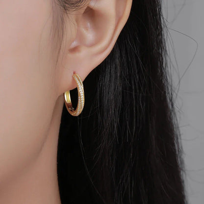 Sparkling Full 1mm D Color Moissanite Hoop Earrings for Women Girls S925 Silver All Diamond Earring Small Ear Buckle Gift