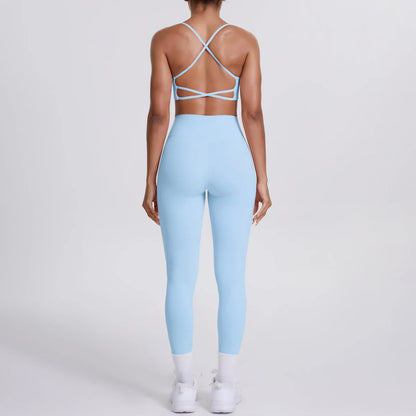 Yoga Suit Sports Set Gym Seamless High Impact Sports Bra Women's High Waist and Hips Tight Peach Buttocks Pants Womens Sportswea