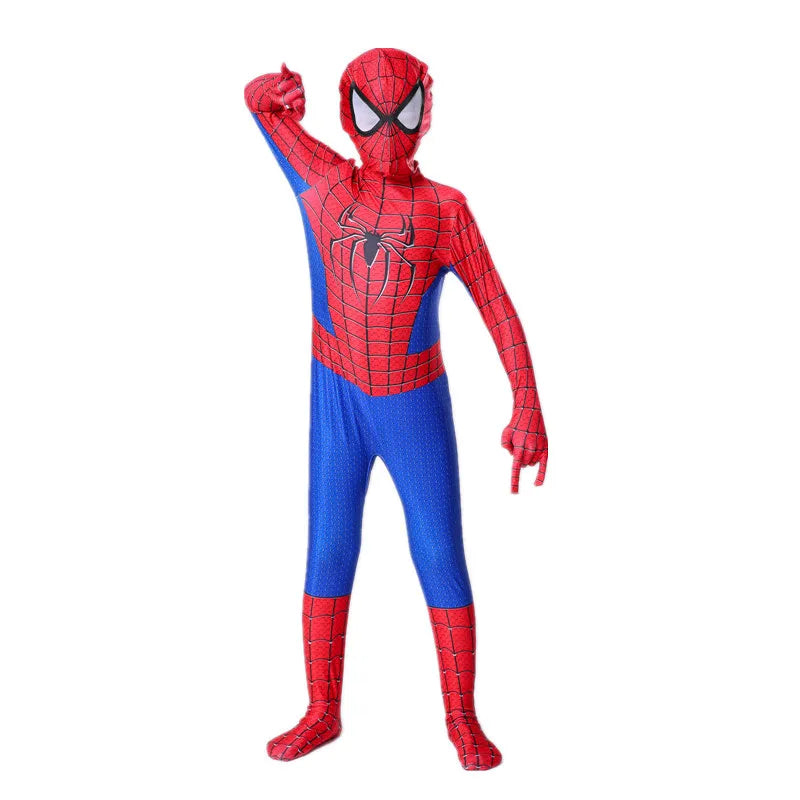 Kids Superhero Costume Remi Mesh Jumpsuit Halloween Mask Party Performance Outfit Breathable Comfortable Role Play Dress Up