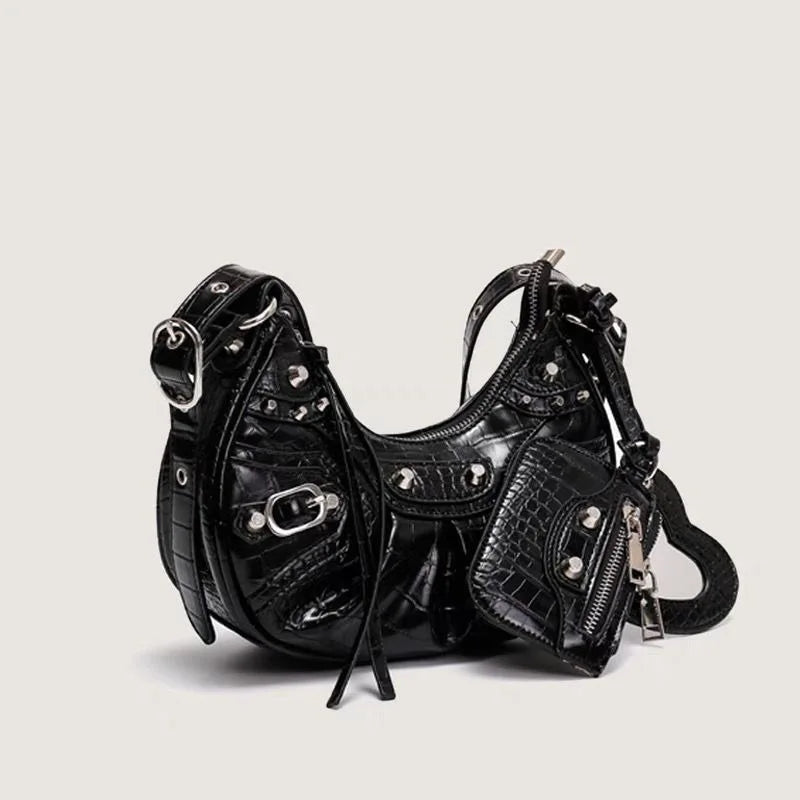 2026 Spring Hot Selling Maillard Style Retro Style Small Bag Spicy Girl Y2K Wasteland Style Vintage Leather Shoulder Armpit Bag