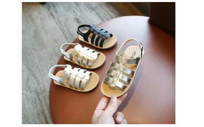 1-6 Years Children Summer Outdoor Beach Shoes Girls Princess Knitted Open Toed Sandals Gold, Silver, Black