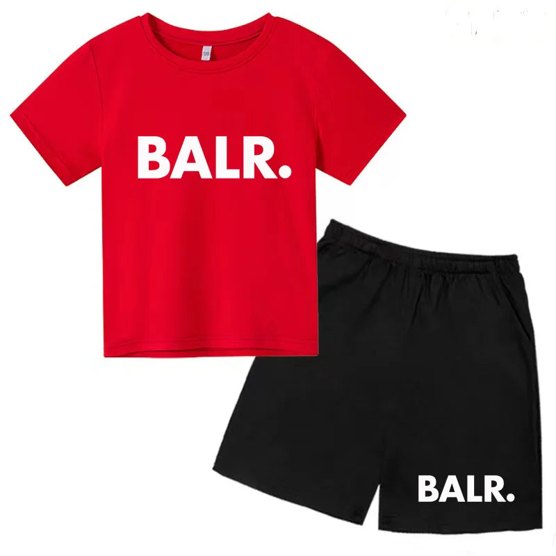 Kids T-shirt Summer Sunshine Brand Monogram Print Short Sleeve+Shorts 2P Boys Girls Toddler 3-12years Leisure Sports Jogging Set