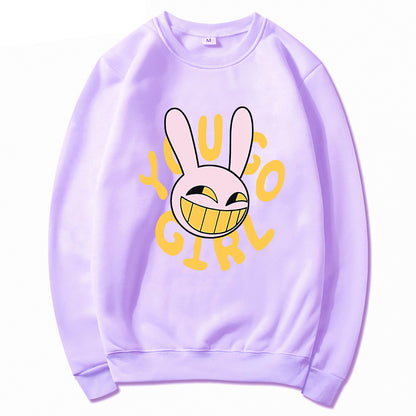 Hoodie Fashion Women Harajuku Funny Cute Rabbit Hoodie Unisex Cartoon Vintage Pullover Sweatshirt