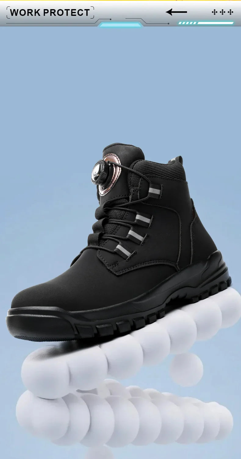 Work Safety Shoes Men CE Certified Steel Toe Safety Shoes Non Slip Lightweight Steel Toe Anti-Slip Women's Protection Work Boots