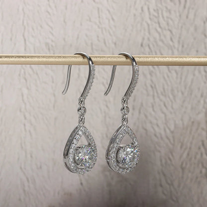 1ct D Color Moissanite Drop Teardrop Shape Earrings 925 Sterling Silve Hook Earrings for Woman Jewelry Gifts Wholesale